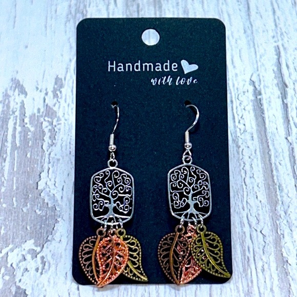 Handmade Sterling Silver Tree Pendant Earrings! - Picture 4 of 4